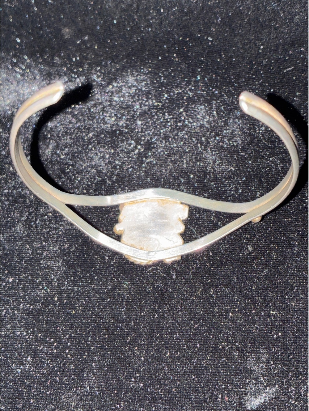 Vintage Sterling Silver Mother of Pearl Split-Shank Cuff Bracelet - Picture 5 of 8